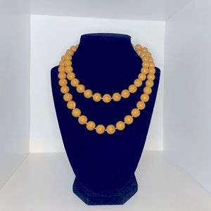 Vintage painted chunky yellow beaded necklace